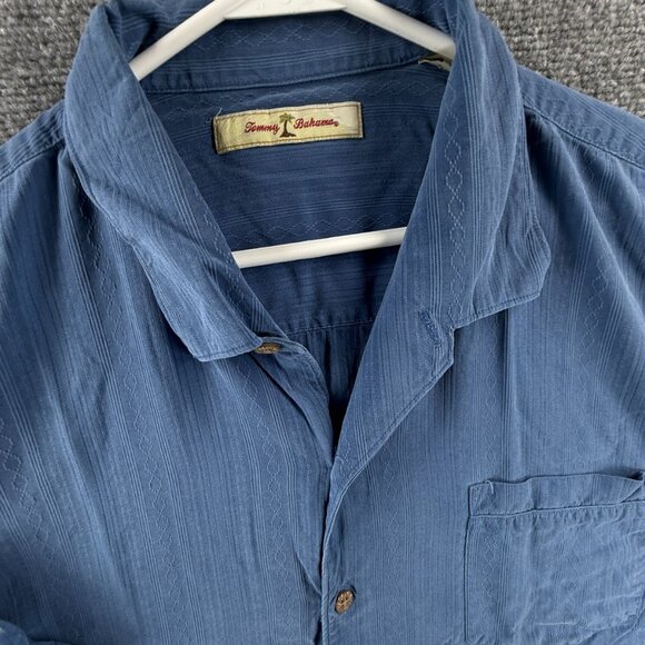 Tommy Bahama Striped Loop Short Sleeve 2XL Camp Silk Blue Beach Casual Men Shirt - Picture 7 of 11